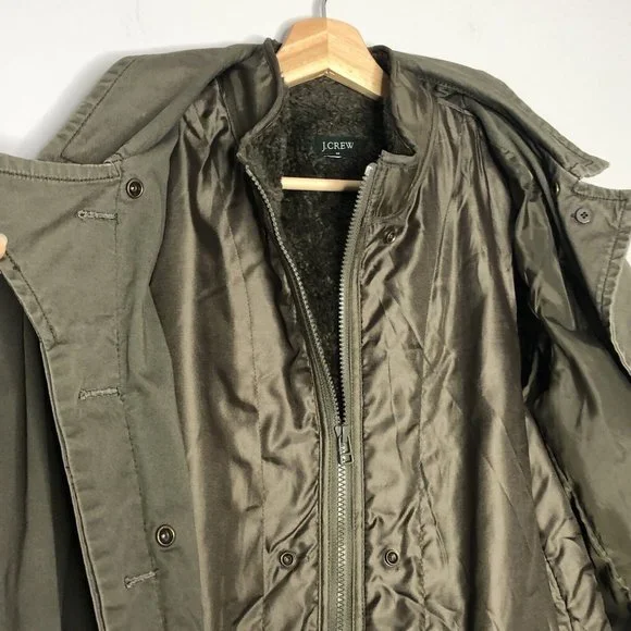 J. Crew Men Military Coat Two Layers Fleece Vest & Canvas Jacket M Army Green - Picture 2 of 12